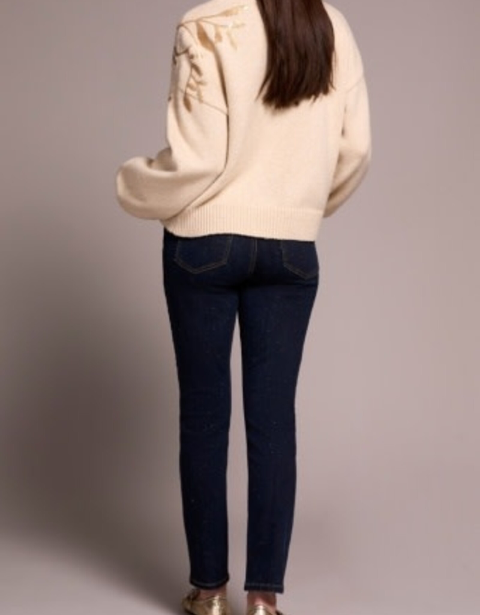 Tribal L/S MOCK NK SWEATER W/SEQUINS-H LATTE