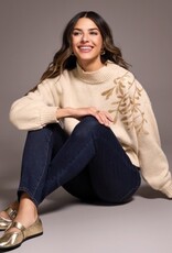 Tribal L/S MOCK NK SWEATER W/SEQUINS-H LATTE