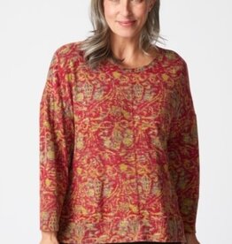 Habitat Clothes to Live In SUPER SOFT FLEECE PRNT RIB TRIM BOXY CREW F25H