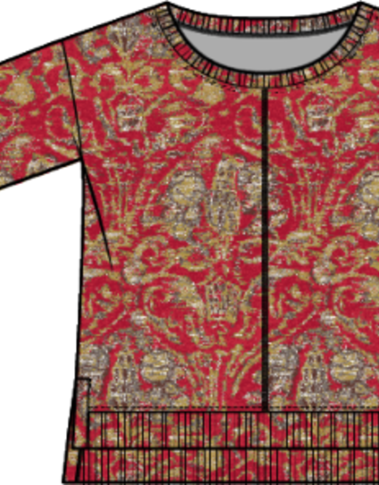 Habitat Clothes to Live In SUPER SOFT FLEECE PRNT RIB TRIM BOXY CREW F25H