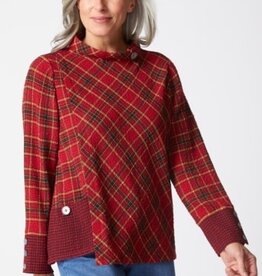 Habitat Clothes to Live In GIRL GONE PLAID ASSYM BUTTON CUFF TOP F25H
