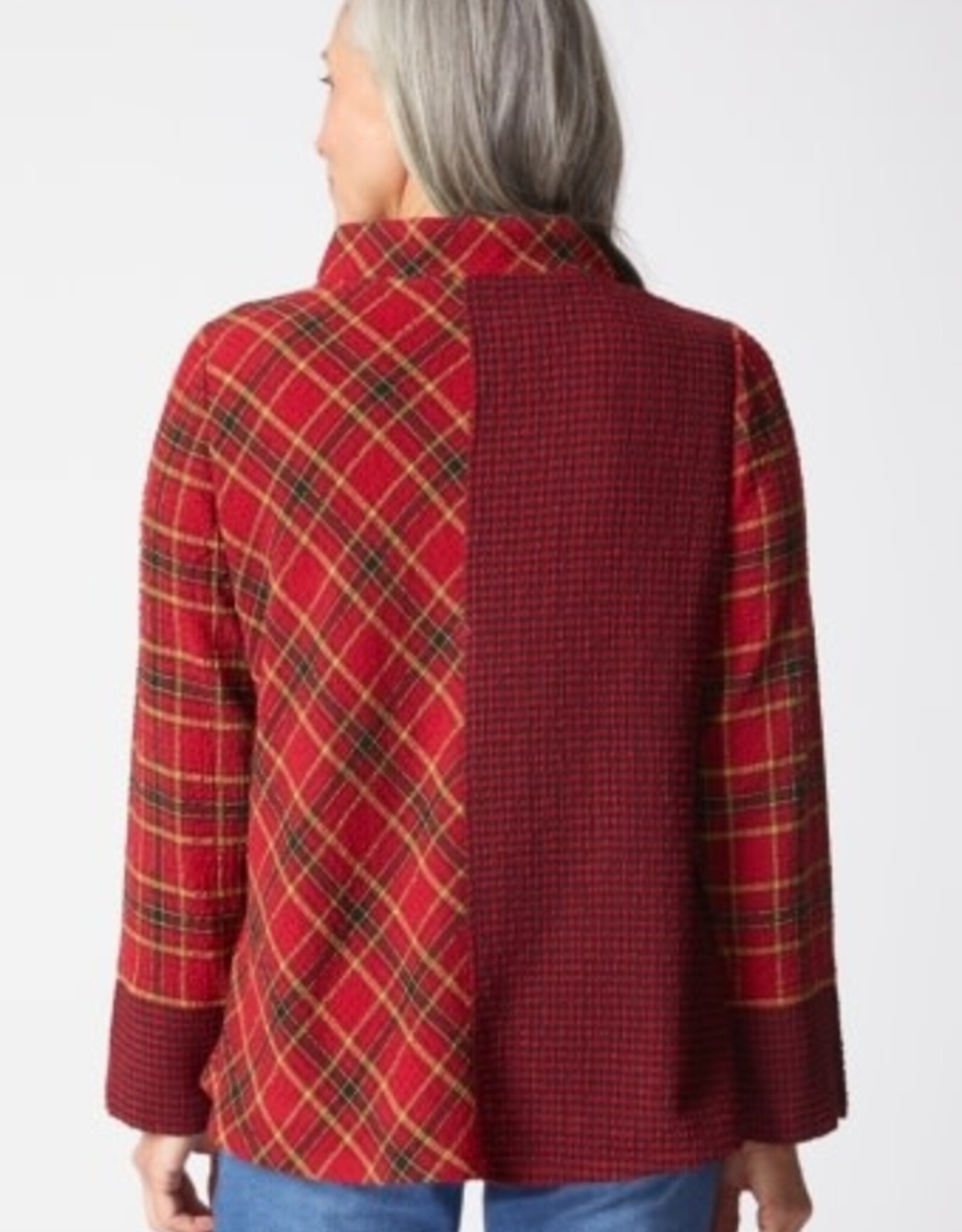 Habitat Clothes to Live In GIRL GONE PLAID ASSYM BUTTON CUFF TOP F25H