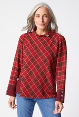 Habitat Clothes to Live In GIRL GONE PLAID ASSYM BUTTON CUFF TOP F25H
