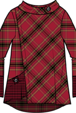 Habitat Clothes to Live In GIRL GONE PLAID ASSYM BUTTON CUFF TOP F25H