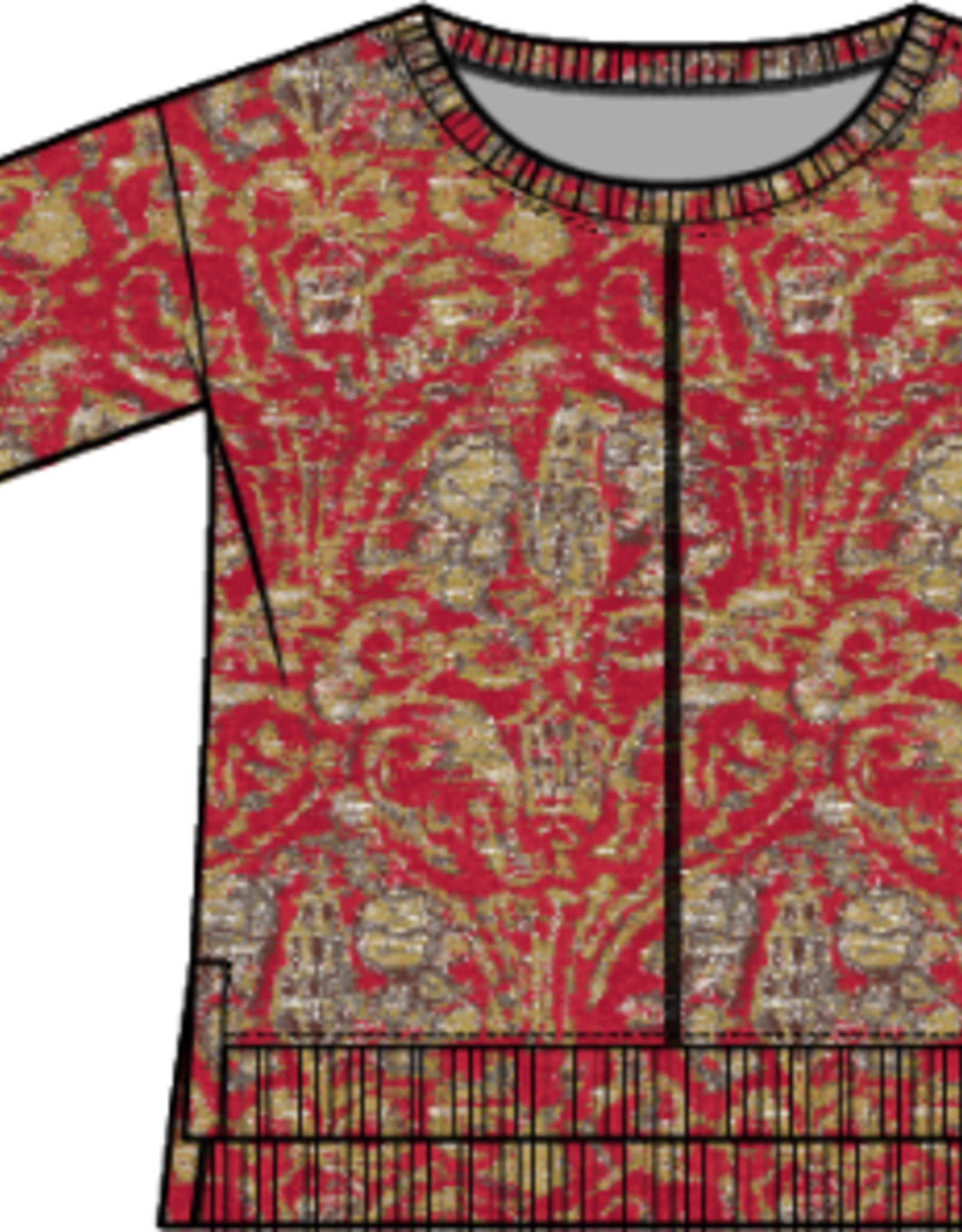 Habitat Clothes to Live In SUPER SOFT FLEECE PRNT RIB TRIM BOXY CREW F25H