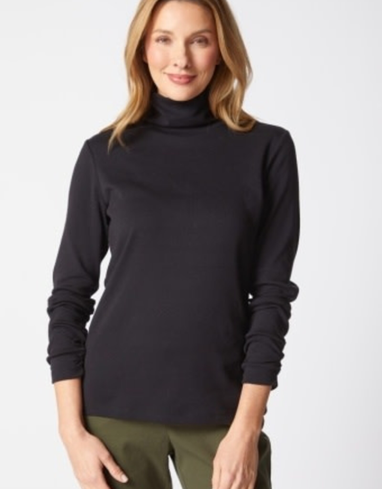 Habitat Clothes to Live In COZY RIB SLD RUCHED TURTLENECK F25H