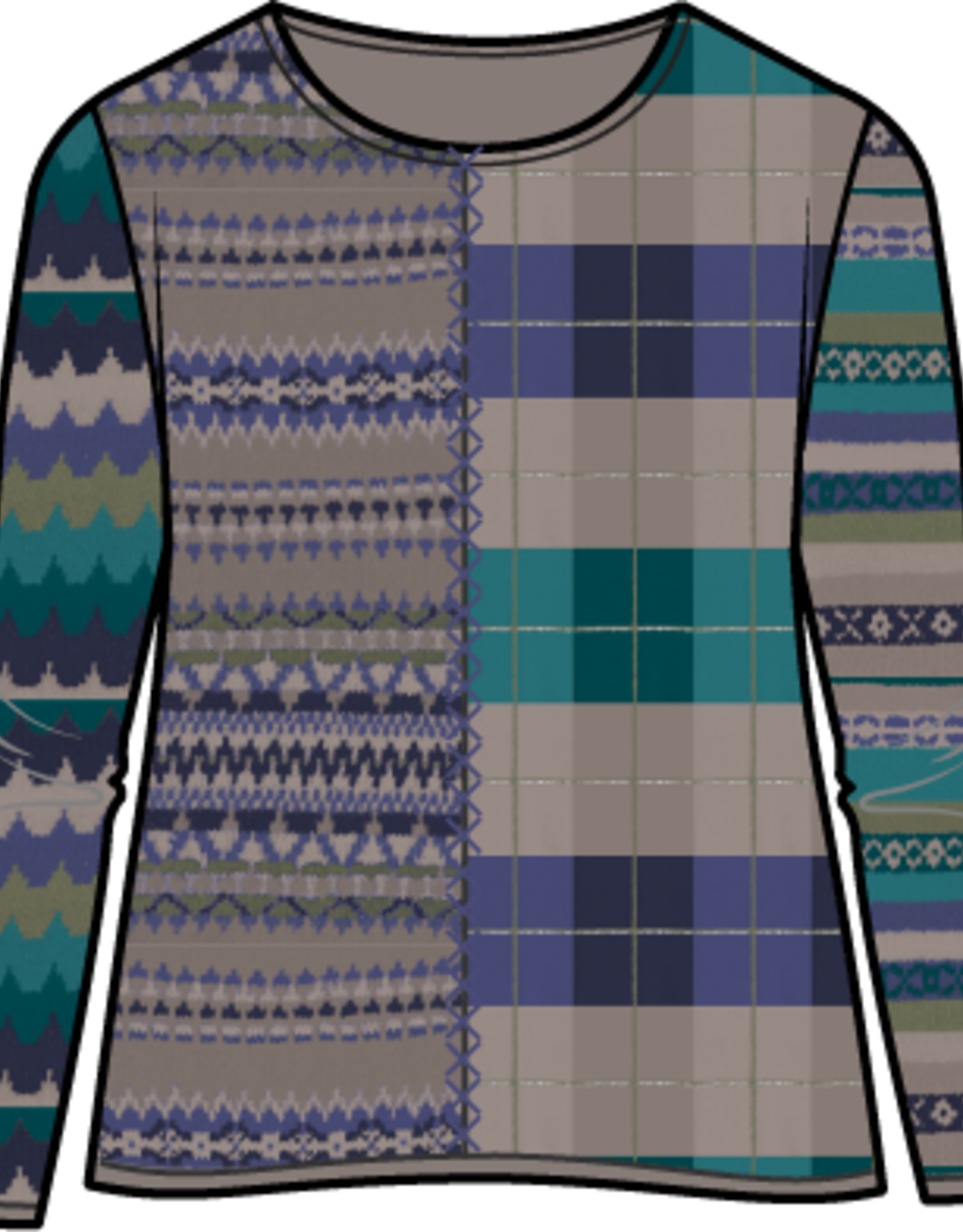 Habitat Clothes to Live In WINTER WHIMSY MIXED PATTERN PULLOVER F25H