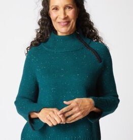 Habitat Clothes to Live In HARVEST TWEED ZIP NECK SWEATER F25H