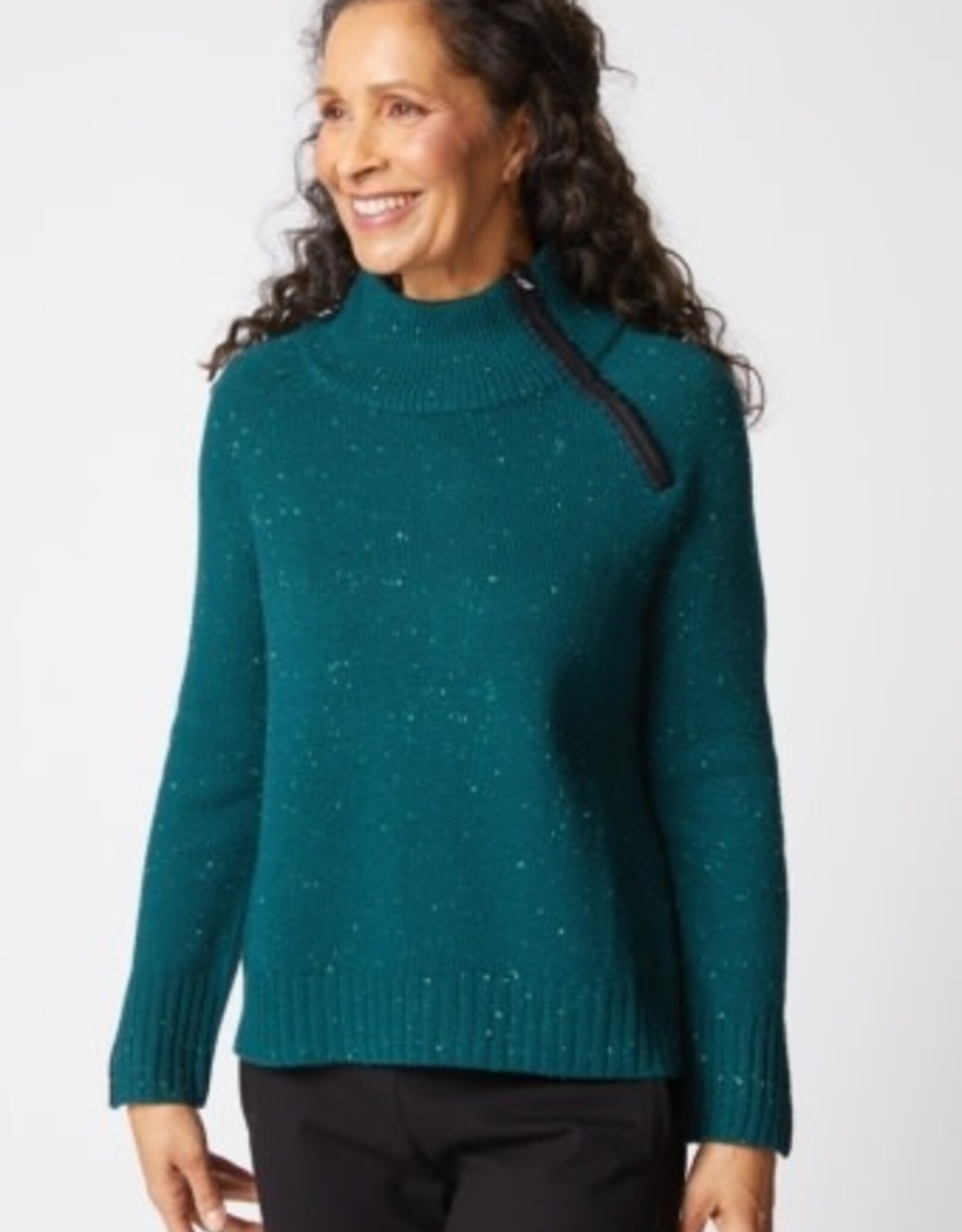 Habitat Clothes to Live In HARVEST TWEED ZIP NECK SWEATER F25H