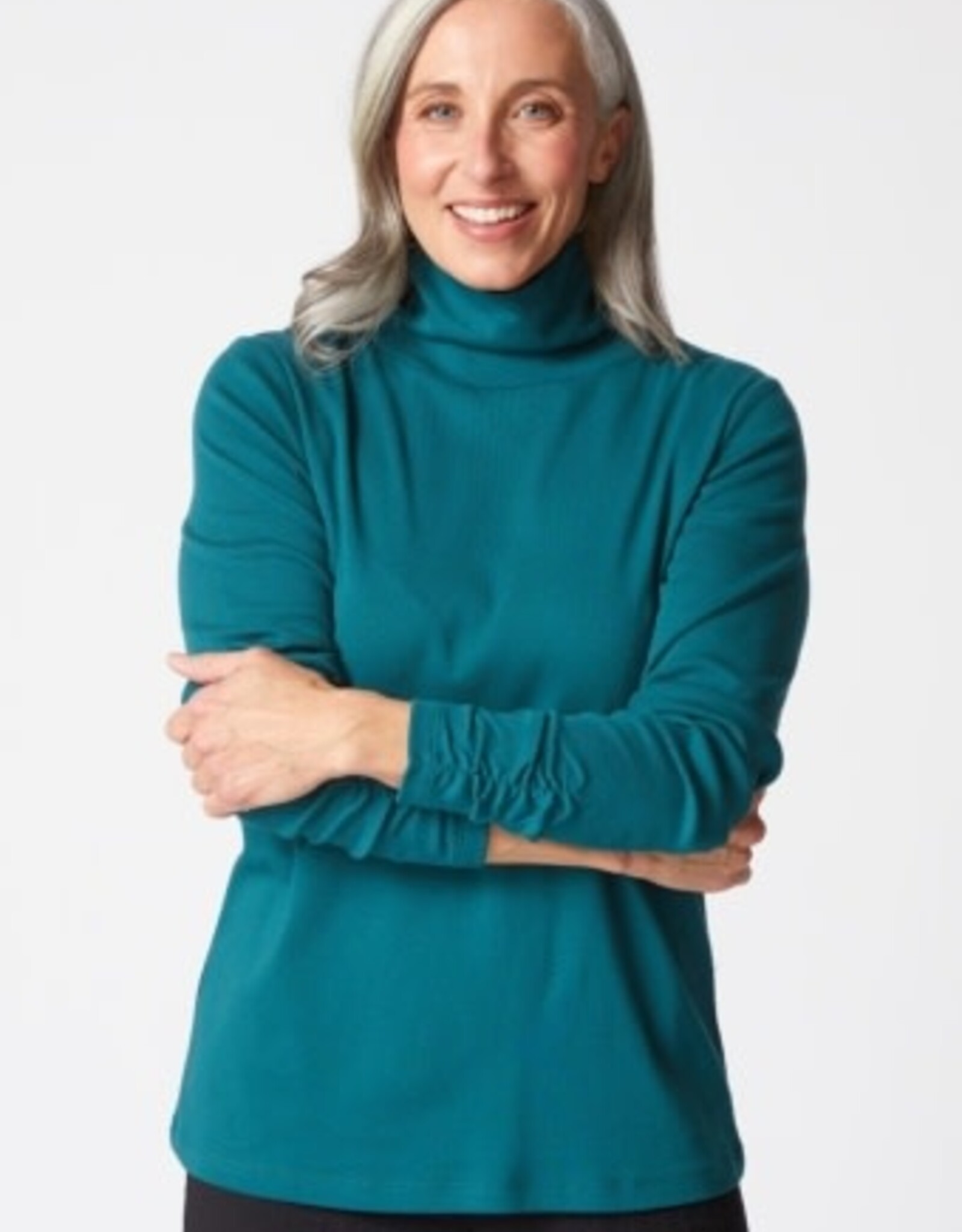 Habitat Clothes to Live In COZY RIB SLD RUCHED TURTLENECK F25H