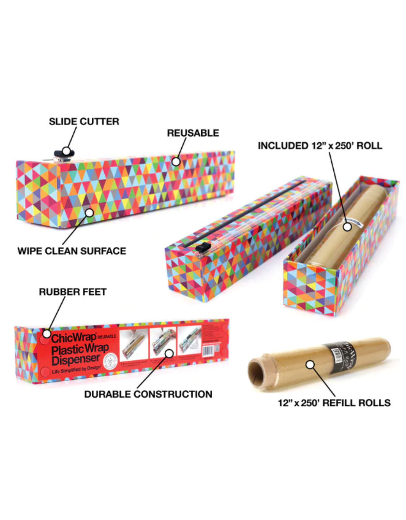 ChicWrap - Triangles Plastic Wrap Dispenser 12” X 250’