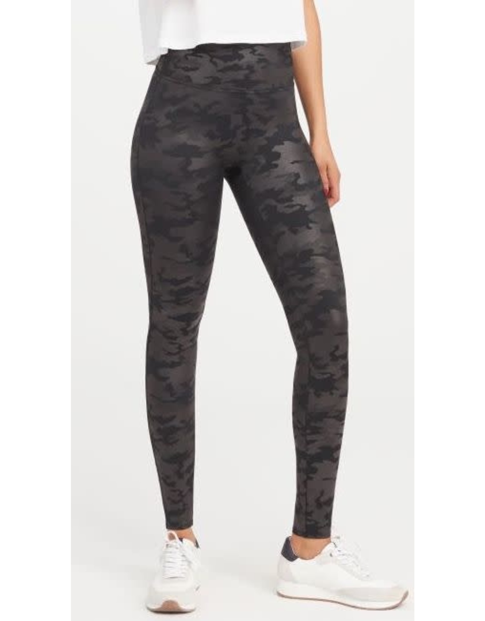 Spanx SPANX Matte Black Faux Leather Camo Legging