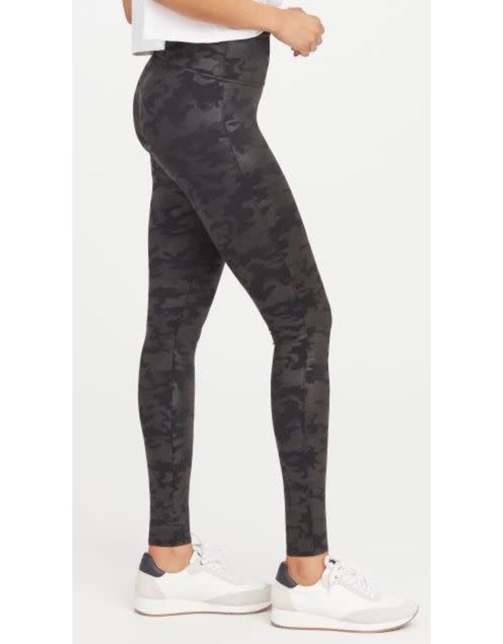 Spanx SPANX Matte Black Faux Leather Camo Legging