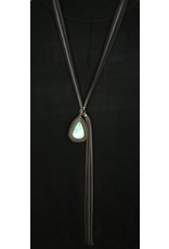 J. Forks Turquoise and  Leather Fringe Bolo Necklace 38c