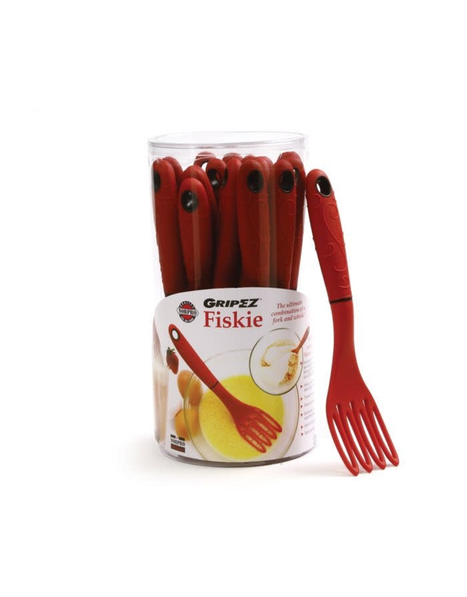 Norpro Grip EZ Fiskie Red Santoprene Combination Fork and Whisk