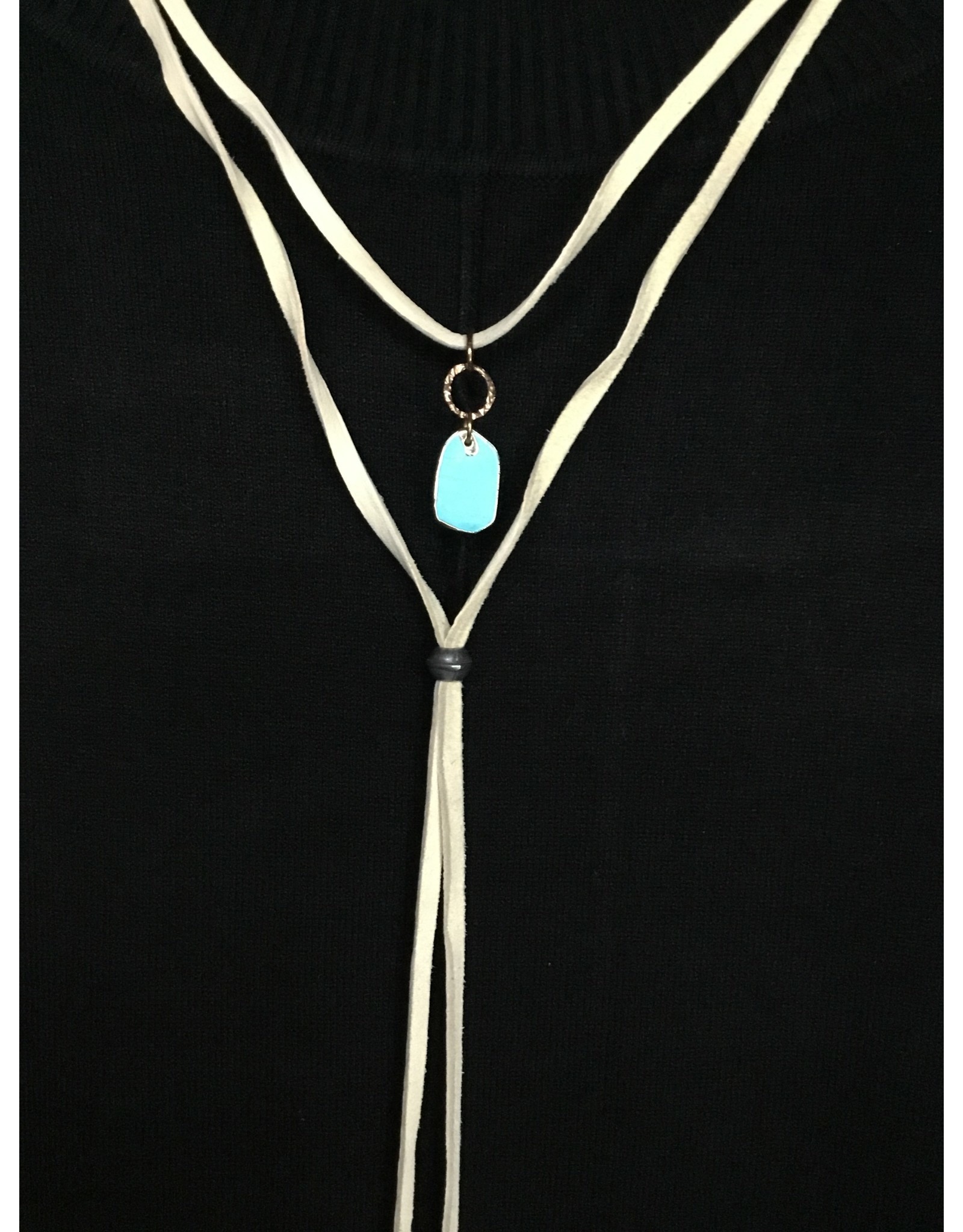 J. Forks 2 Strand  Leather Bolo with Turquoise Drop