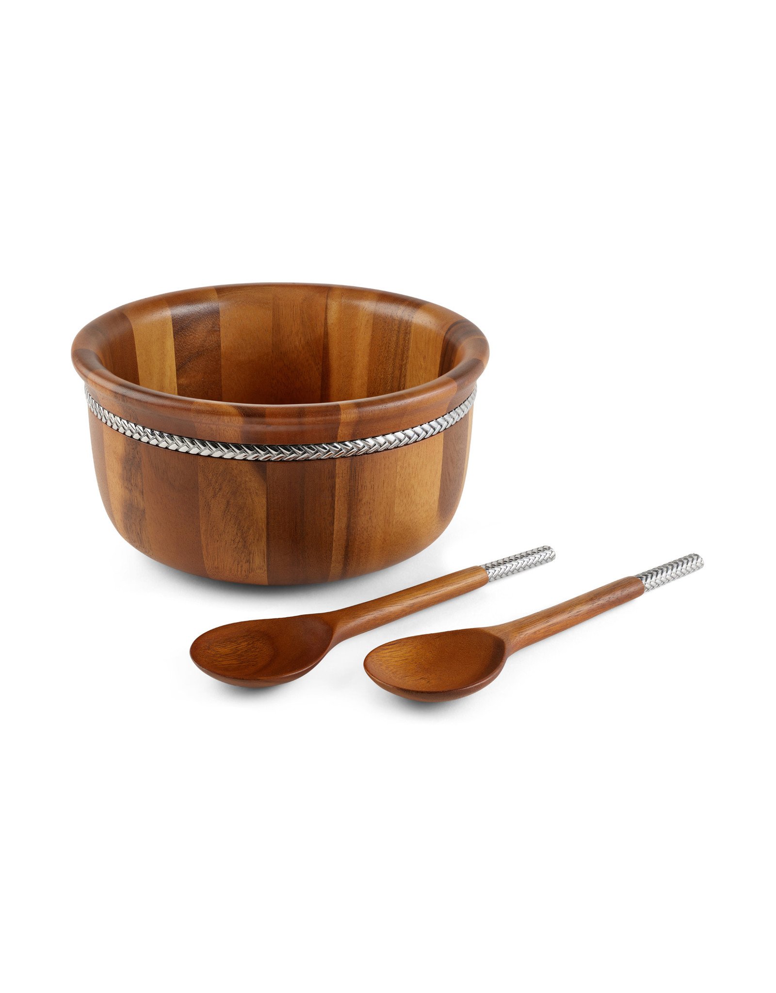 Nambe Nambe Braid Round Salad Bowl with Servers