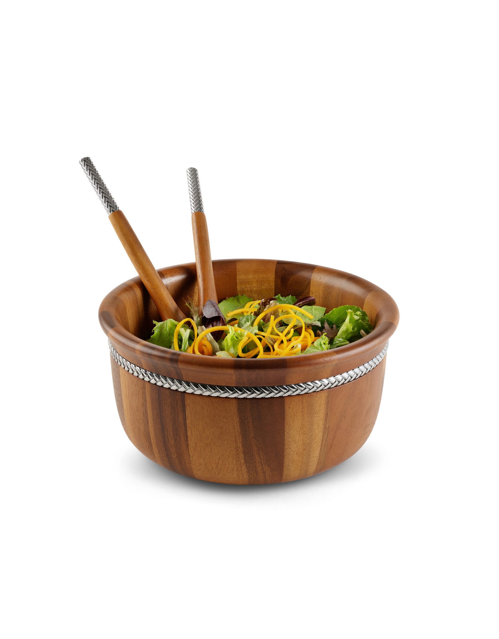 Nambe Nambe Braid Round Salad Bowl with Servers