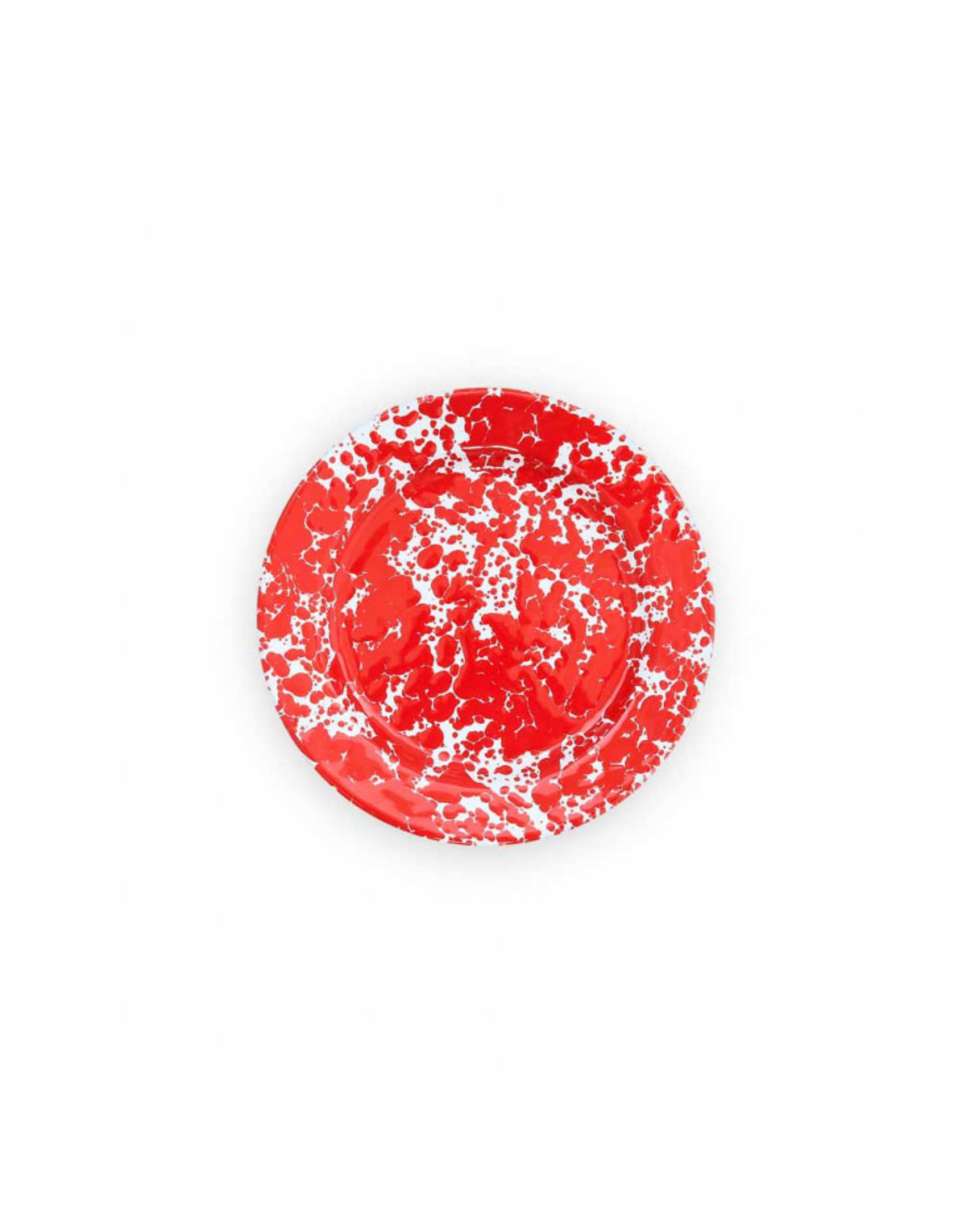 Enamelware 8" Flat Salad Plate Splatterware Red