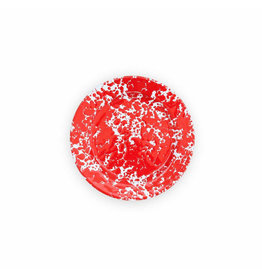 Enamelware 8" Flat Salad Plate Splatterware Red