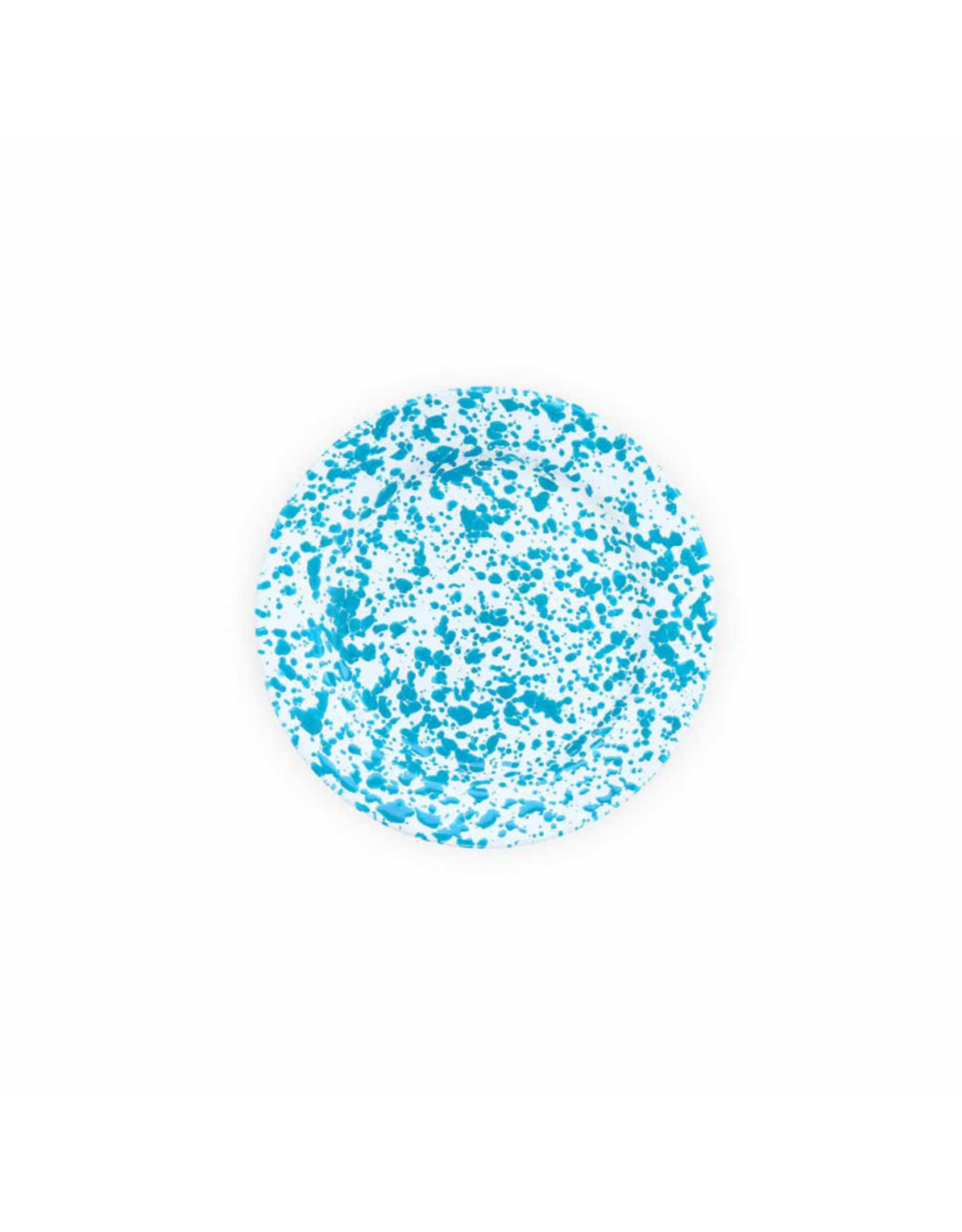 Enamelware 8" Flat Salad Plate Splatterware Turquoise