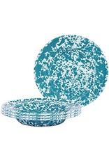 Enamelware 8" Raised Salad Plate Splatterware Turquoise