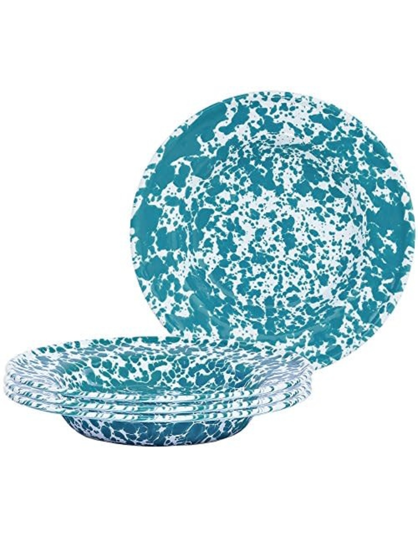 Enamelware 8" Raised Salad Plate Splatterware Turquoise