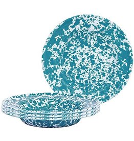 Enamelware 8" Raised Salad Plate Splatterware Turquoise