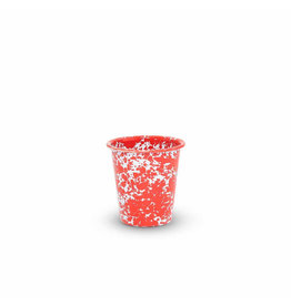 Enamelware 10 oz Short Tumbler Splatterware Red
