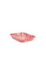 Enamelware Small Open Roaster Splatterware Red