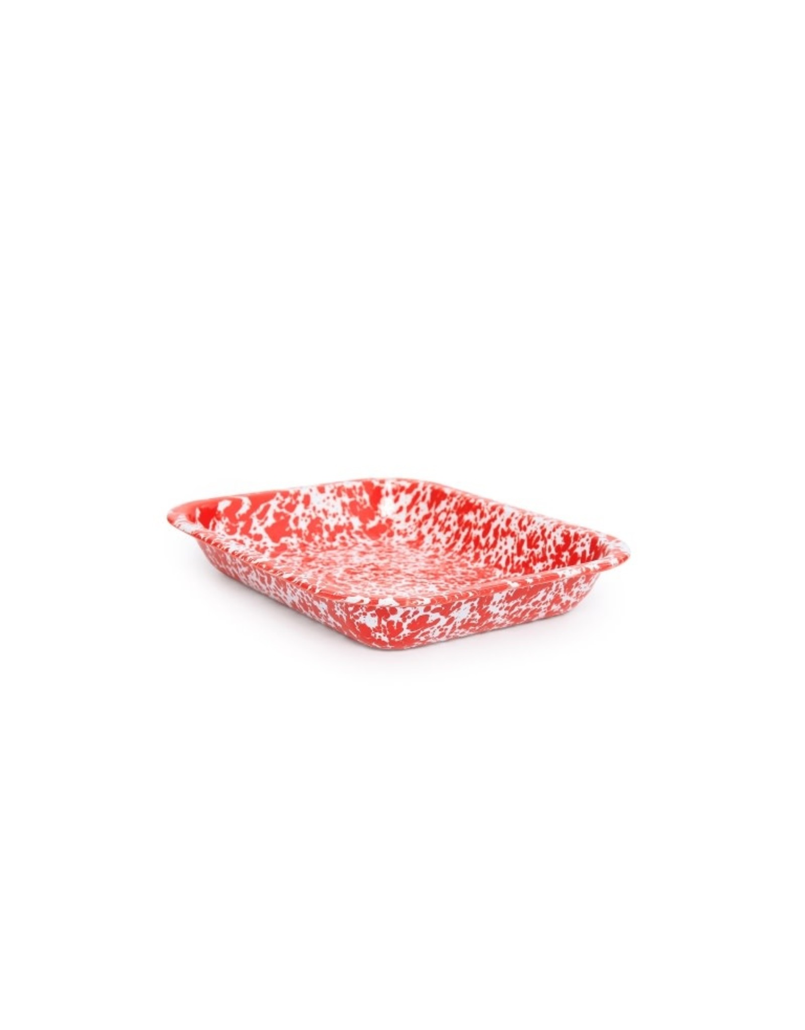 Enamelware Small Open Roaster Splatterware Red