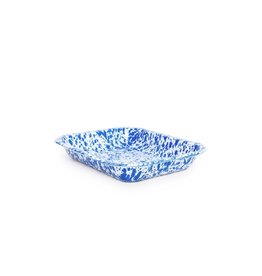 Enamelware Small Open Roaster Splatterware Blue