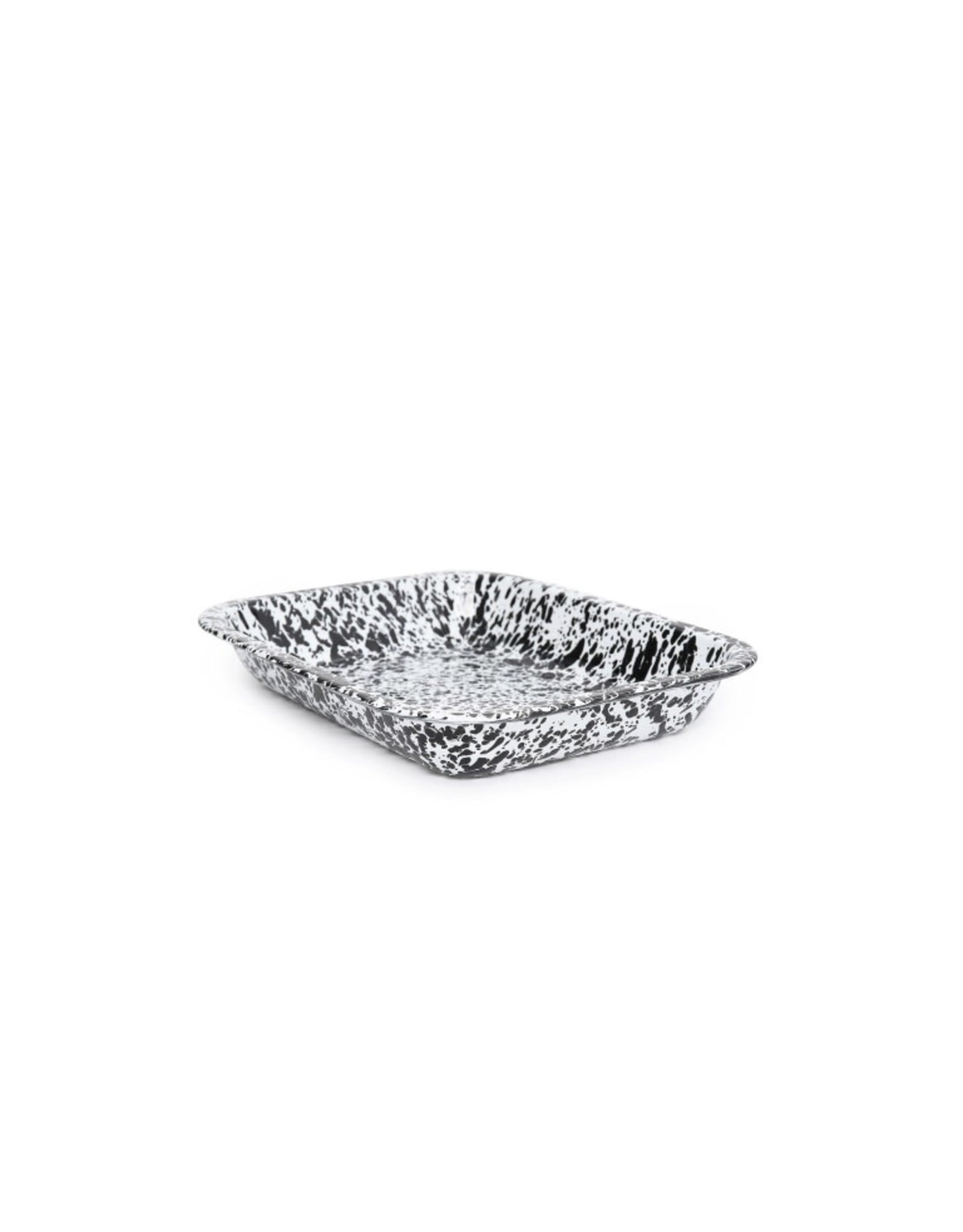 Enamelware Small Open Roaster Splatterware Black