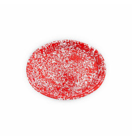 Enamelware Oval Platter Splatterware Red