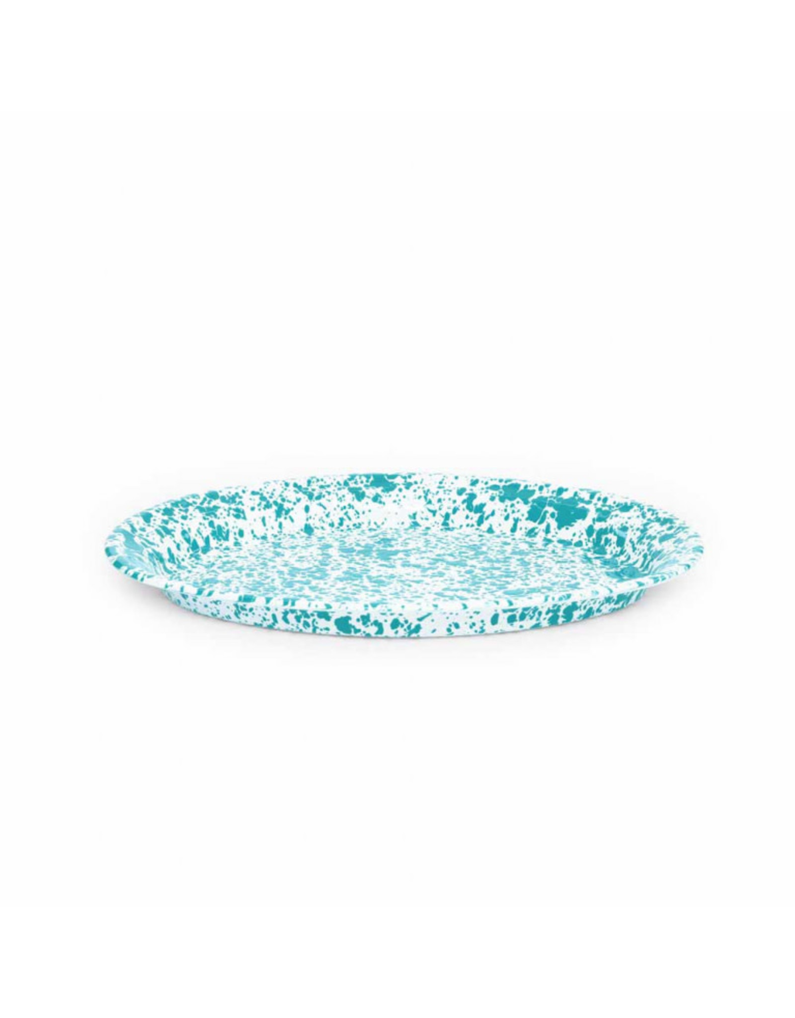 Enamelware Oval Platter Splatterware Turquoise