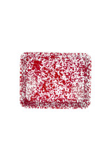 Enamelware Small Rectangular Tray Splatterware Red