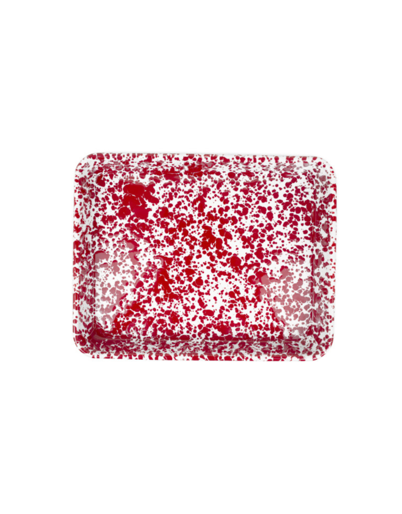Enamelware Small Rectangular Tray Splatterware Red