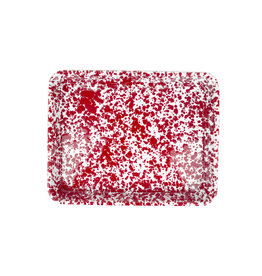 Enamelware Small Rectangular Tray Splatterware Red