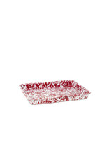 Enamelware Small Rectangular Tray Splatterware Red