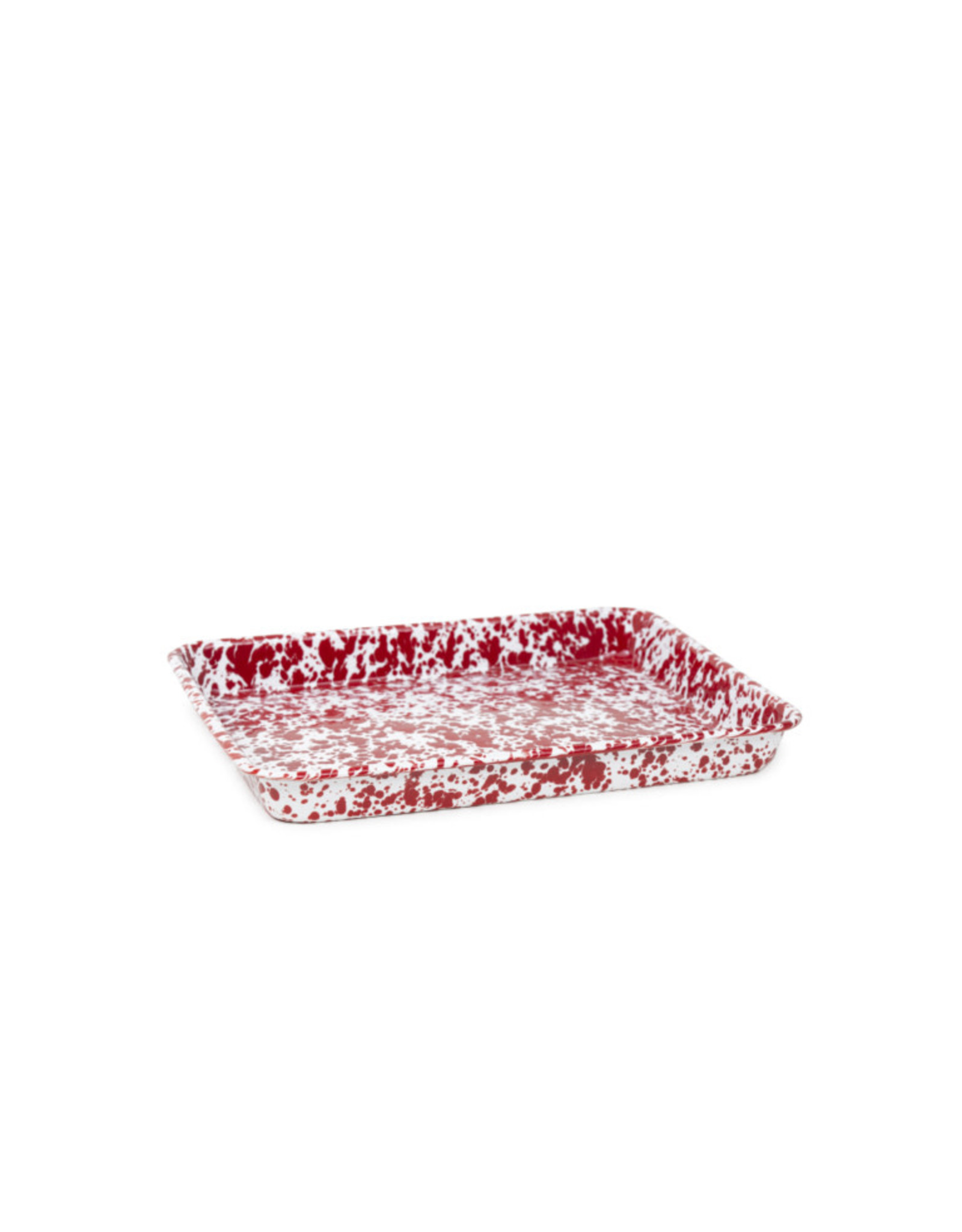 Enamelware Small Rectangular Tray Splatterware Red