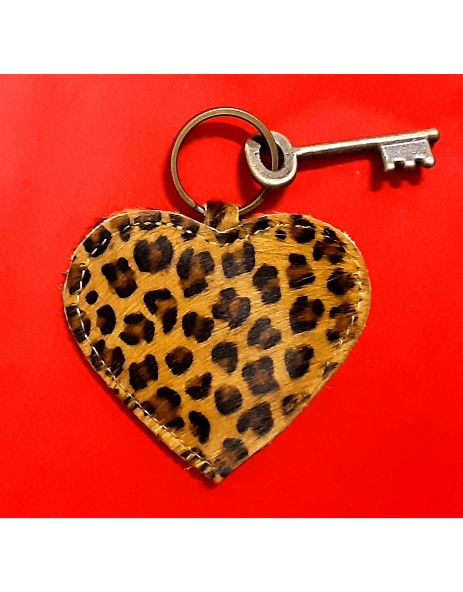 Hair on Hide Leather Keychain