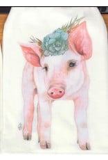 Pig with Flowers Flour Sack Towel