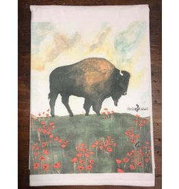 Buffalo In Poppies Flour Sack Towel
