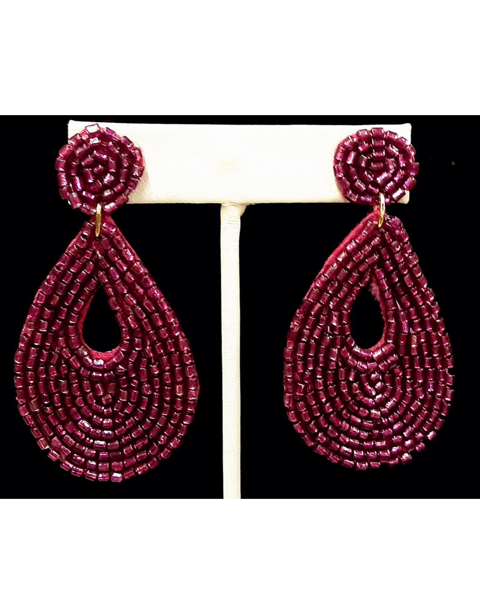 Pink Beaded Earring with Key Hole