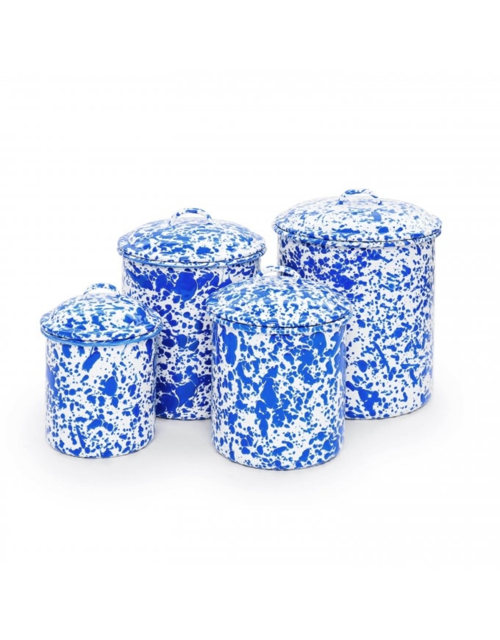Enamelware 4-pc Canister set Splatterware Blue