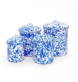 Enamelware 4-pc Canister set Splatterware Blue