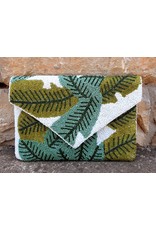 Palm Leaf Green Beaded Clutch