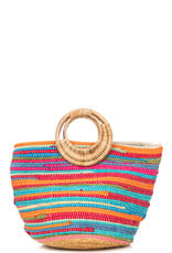 Multi Color Braided Stripe Round Handle Tote