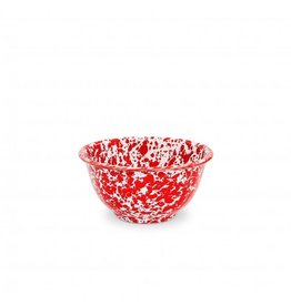 Enamelware 14 oz. Small Footed Bowl Splatterware Red