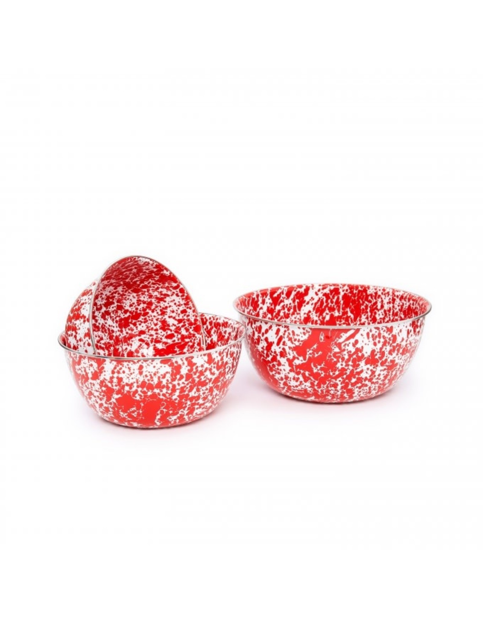 Enamelware 3-pc Mixing Bowl Set Splatterware Red